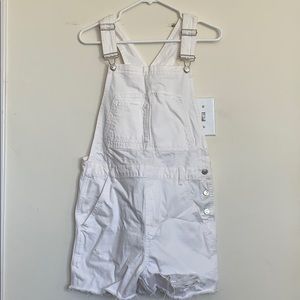 Topshop white overall shorts